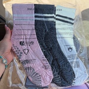 4-Pack Ribbed Crew Socks - Pink, Black & White